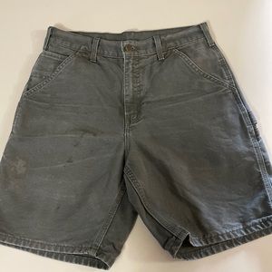 Carhartt 90s Vintage Duck Washed Green Cargo Canvas Shorts Size 30 Mens B25 MOS